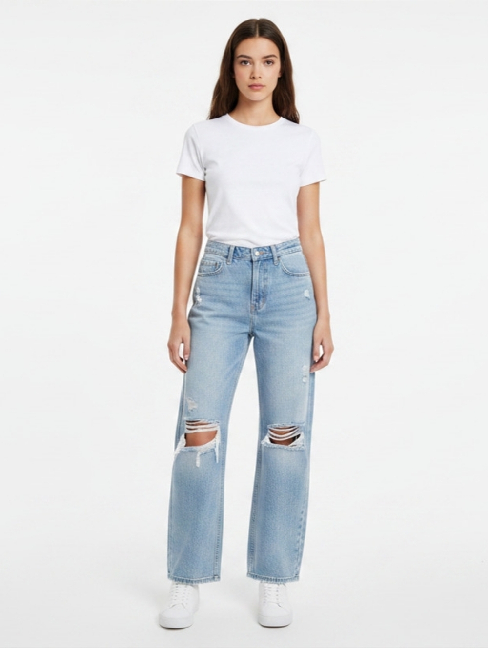Altar'd State | Light Blue Wide-Leg Distressed Jeans